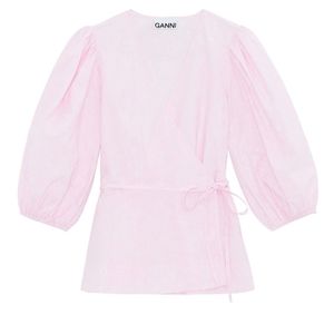 Ganni Print Wrap Tunic Top